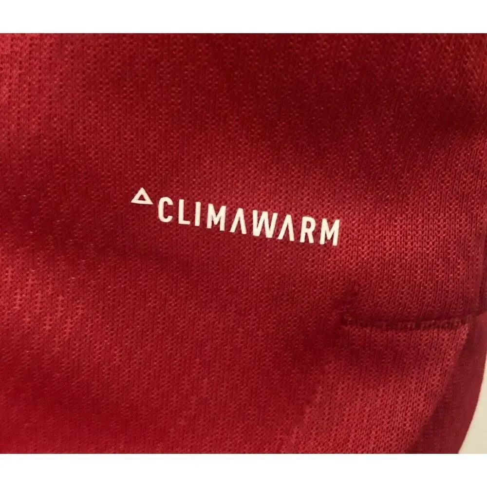 Adidas Climawarm Hoodie Mens Size S Small Red Orange Logo Hooded Sweatshirt EUC